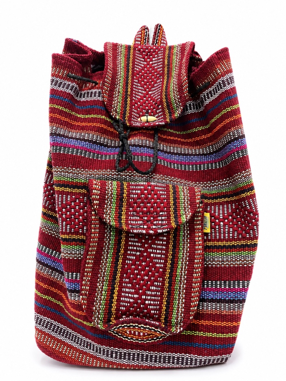 Handwoven Red Striped Boho Backpack